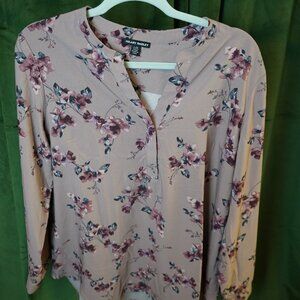 Hilary Radley Floral Print Blouse Long Sleeve Top Size Large Brand New